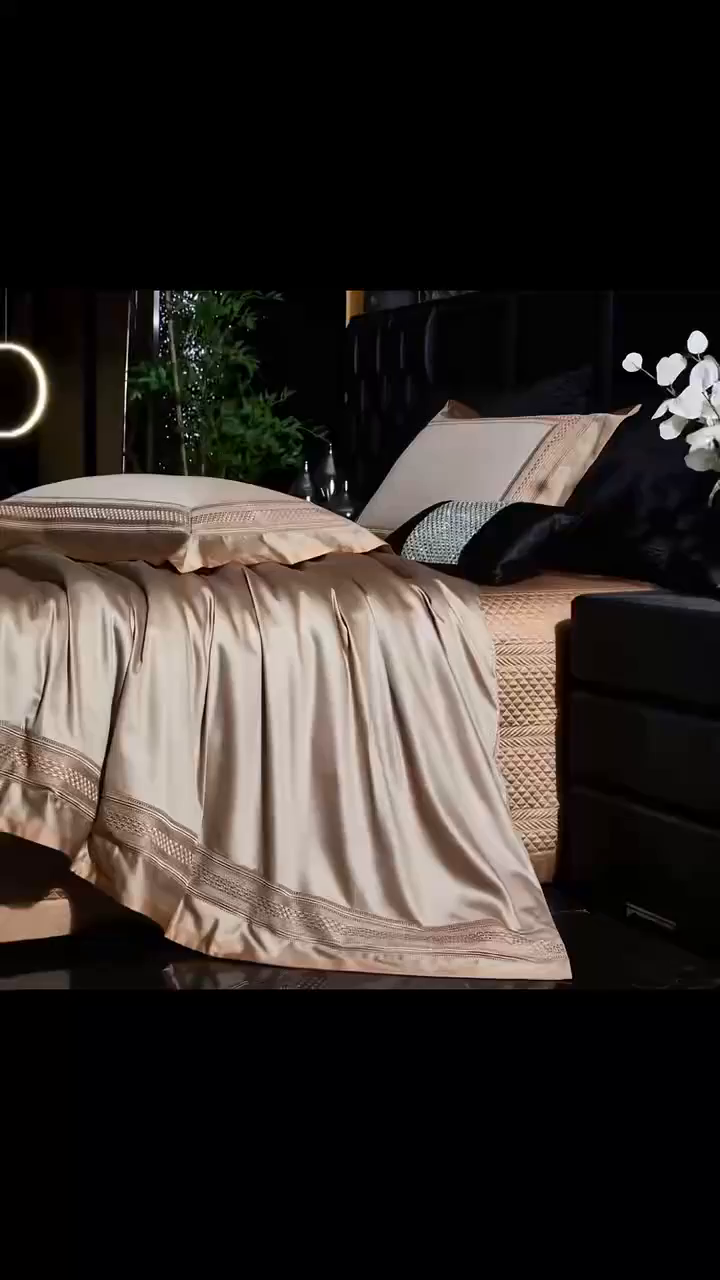 91家纺网 家纺一手货源 找家纺 （总）edra 2026新款140S埃及棉高奢全棉床盖款四件套-劳伦斯