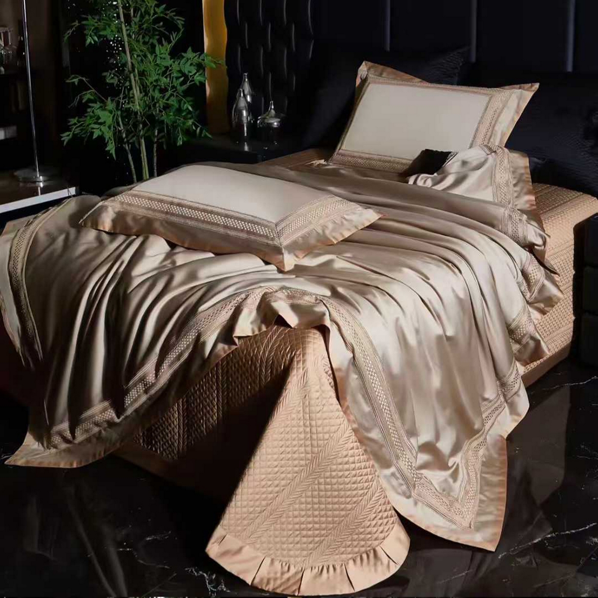 91家纺网 家纺一手货源 找家纺 （总）edra 2026新款140S埃及棉高奢全棉床盖款四件套-劳伦斯