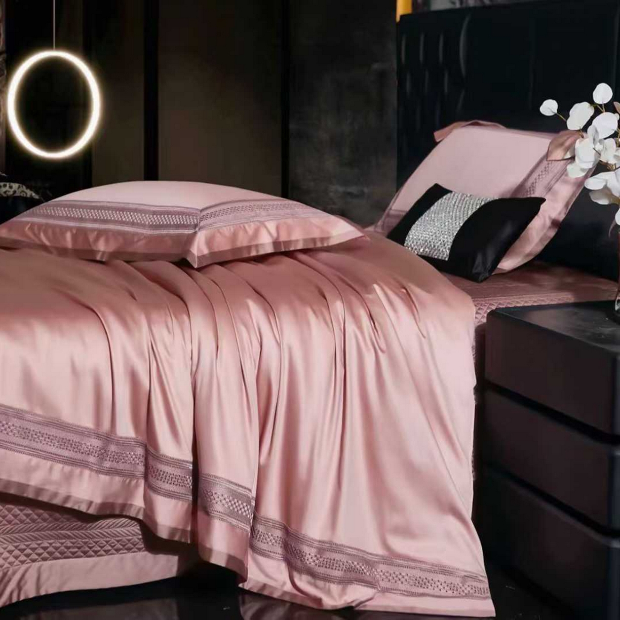 91家纺网 家纺一手货源 找家纺 edra 2026新款140S埃及棉高奢全棉床盖款四件套-劳伦斯 劳伦斯-粉