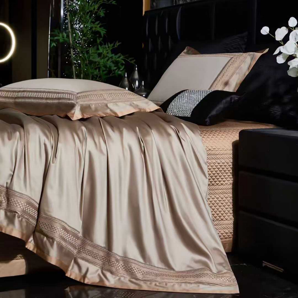 91家纺网 家纺一手货源 找家纺 edra 2026新款140S埃及棉高奢全棉床盖款四件套-劳伦斯 劳伦斯-卡其