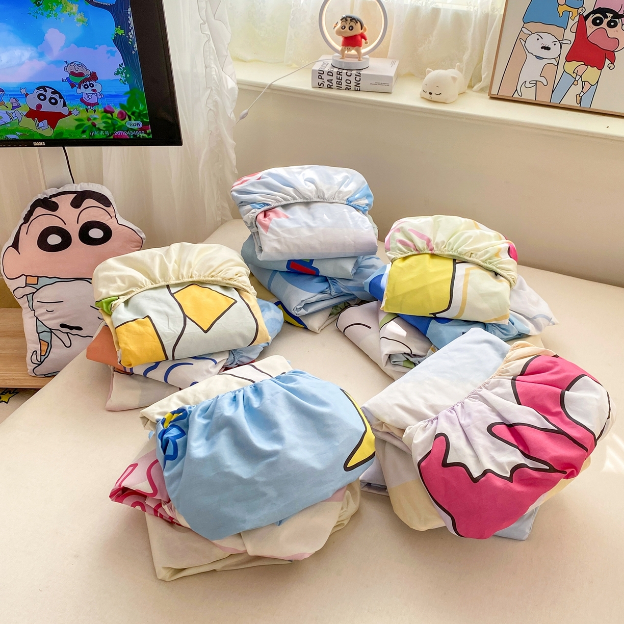 91家纺网 家纺一手货源 找家纺 （总）博雅 2026新款蜡笔小新正版授权全棉纯棉大版床笠单件床笠单品单床笠