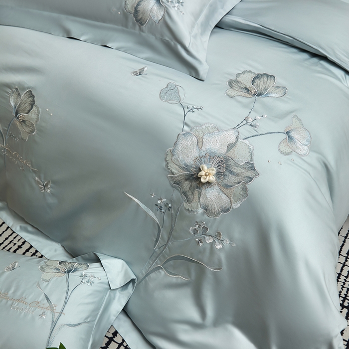 91家纺网 家纺一手货源 找家纺 （总）蒂爵 2026新款贡缎100支长绒棉全棉纯棉刺绣绣花四件套高端四件套-繁花