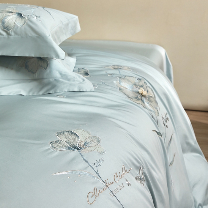 91家纺网 家纺一手货源 找家纺 （总）蒂爵 2026新款贡缎100支长绒棉全棉纯棉刺绣绣花四件套高端四件套-繁花