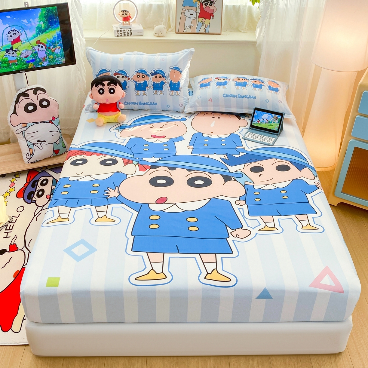 91家纺网 家纺一手货源 找家纺 （总）博雅 2026新款蜡笔小新正版授权全棉纯棉大版床笠单件床笠单品单床笠