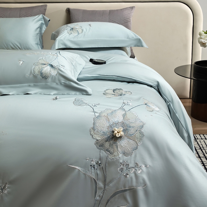 91家纺网 家纺一手货源 找家纺 （总）蒂爵 2026新款贡缎100支长绒棉全棉纯棉刺绣绣花四件套高端四件套-繁花