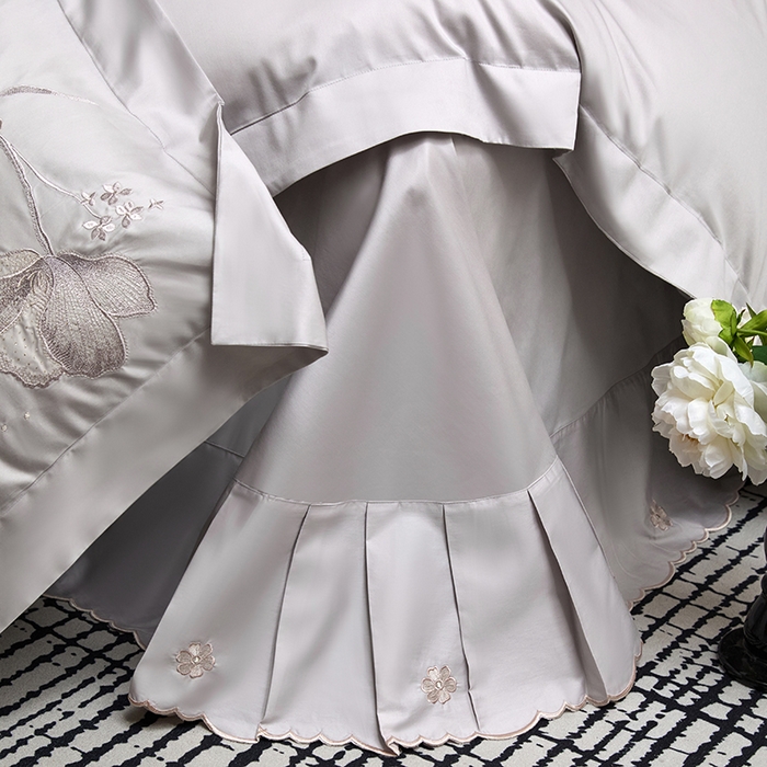 91家纺网 家纺一手货源 找家纺 蒂爵 2026新款贡缎100支长绒棉全棉纯棉刺绣绣花四件套高端四件套-繁花 繁花-晶钻灰