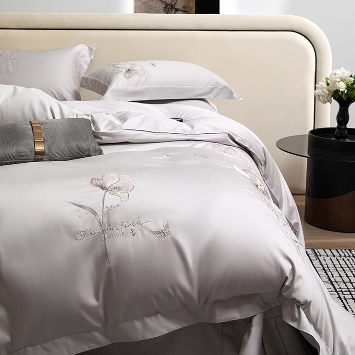 91家纺网 家纺一手货源 找家纺 蒂爵 2026新款贡缎100支长绒棉全棉纯棉刺绣绣花四件套高端四件套-繁花 繁花-晶钻灰