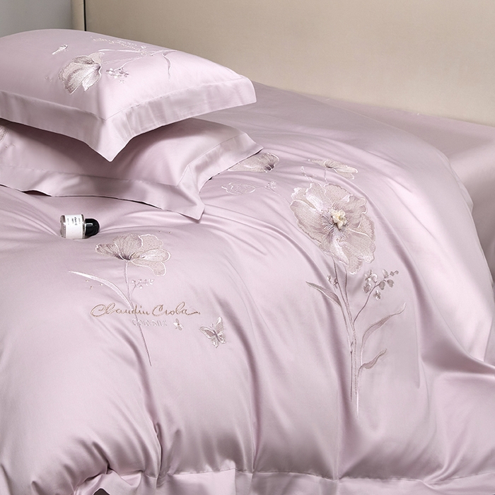 91家纺网 家纺一手货源 找家纺 蒂爵 2026新款贡缎100支长绒棉全棉纯棉刺绣绣花四件套高端四件套-繁花 繁花-迷迭紫