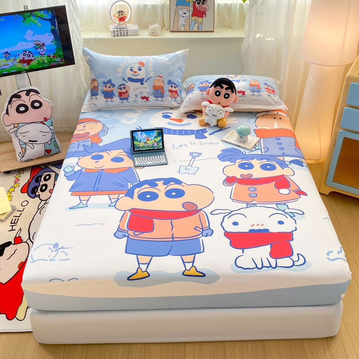 91家纺网 家纺一手货源 找家纺 （总）博雅 2026新款蜡笔小新正版授权全棉纯棉大版床笠单件床笠单品单床笠