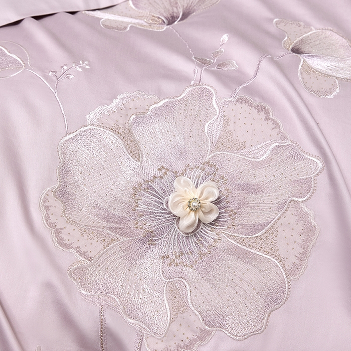 91家纺网 家纺一手货源 找家纺 蒂爵 2026新款贡缎100支长绒棉全棉纯棉刺绣绣花四件套高端四件套-繁花 繁花-迷迭紫