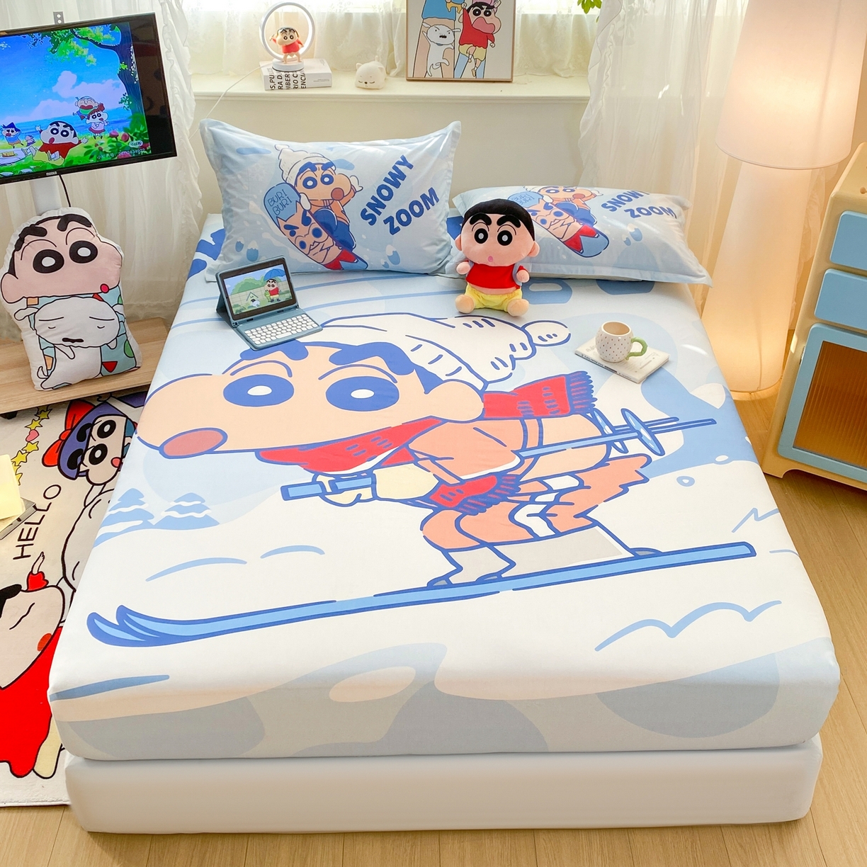 91家纺网 家纺一手货源 找家纺 （总）博雅 2026新款蜡笔小新正版授权全棉纯棉大版床笠单件床笠单品单床笠