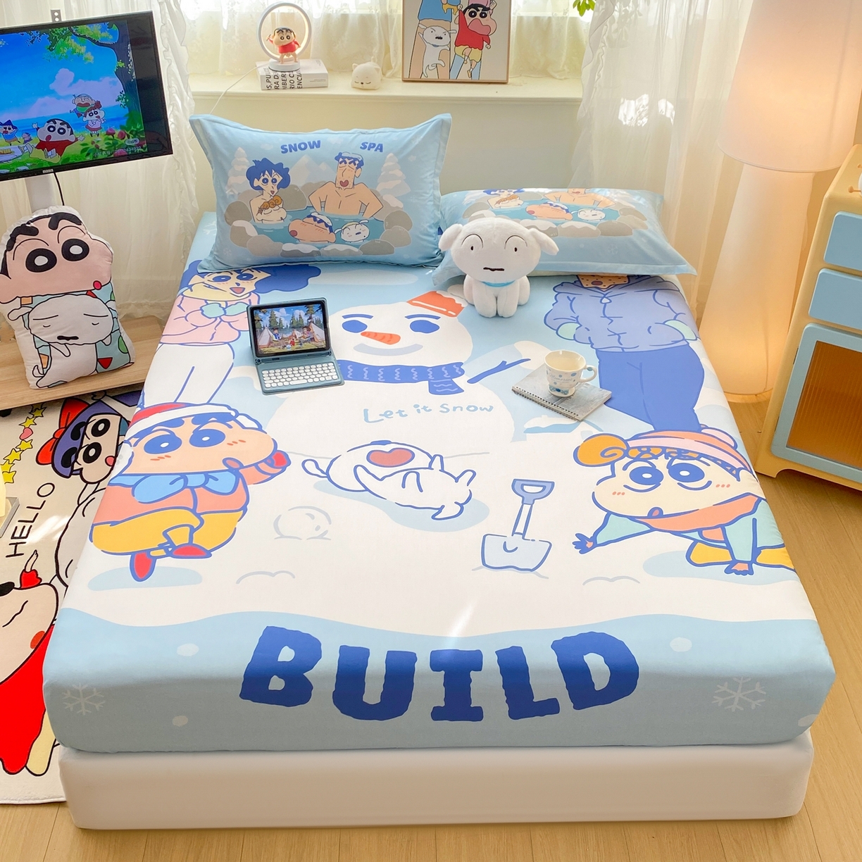 91家纺网 家纺一手货源 找家纺 （总）博雅 2026新款蜡笔小新正版授权全棉纯棉大版床笠单件床笠单品单床笠