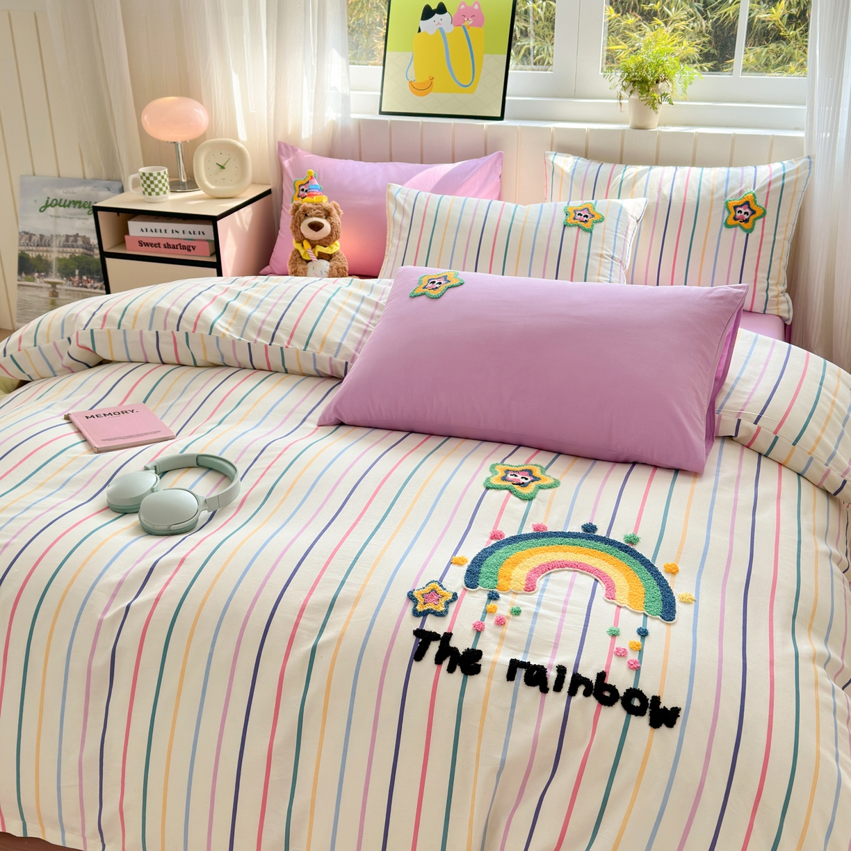 91家纺网 家纺一手货源 找家纺 如意朵 2026新款全棉纯棉毛巾绣四件套（第二批） 彩虹糖