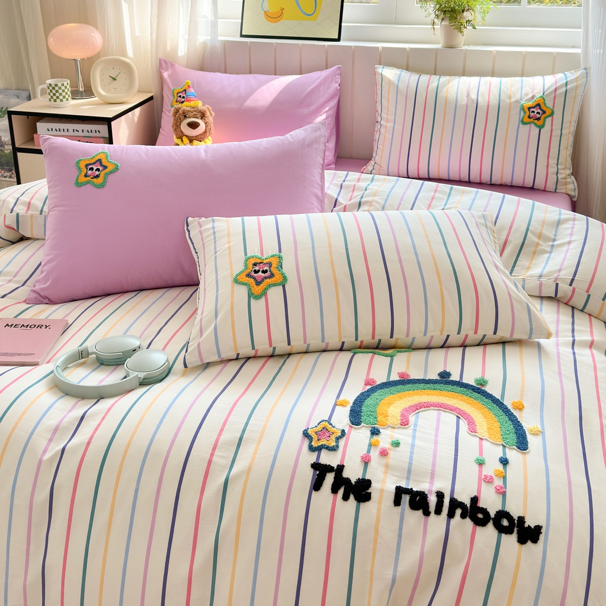 91家纺网 家纺一手货源 找家纺 如意朵 2026新款全棉纯棉毛巾绣四件套（第二批） 彩虹糖