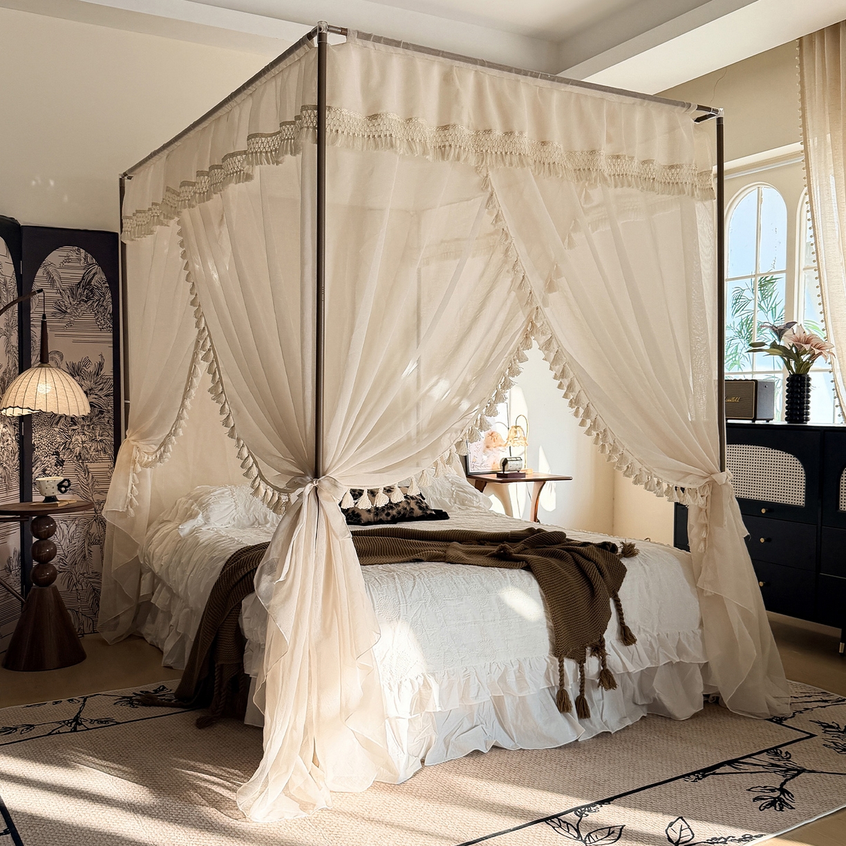 91家纺网 家纺一手货源 找家纺 （总）都市缘蚊帐 2026新款906系列安娜多丽棉纱落地宫廷蚊帐