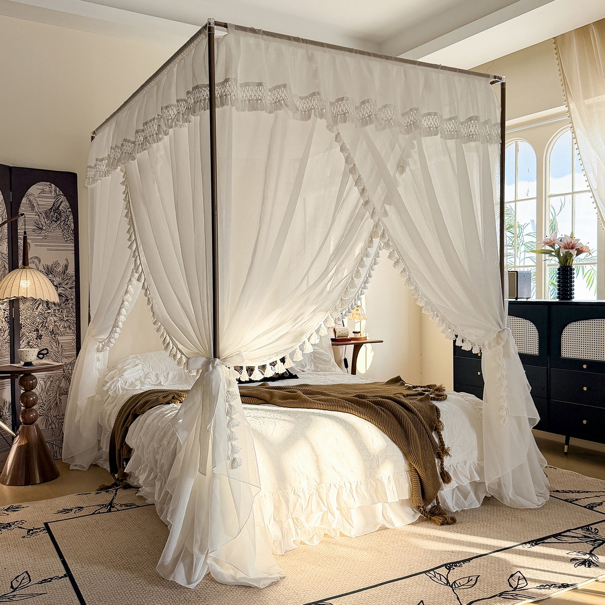 91家纺网 家纺一手货源 找家纺 （总）都市缘蚊帐 2026新款906系列安娜多丽棉纱落地宫廷蚊帐