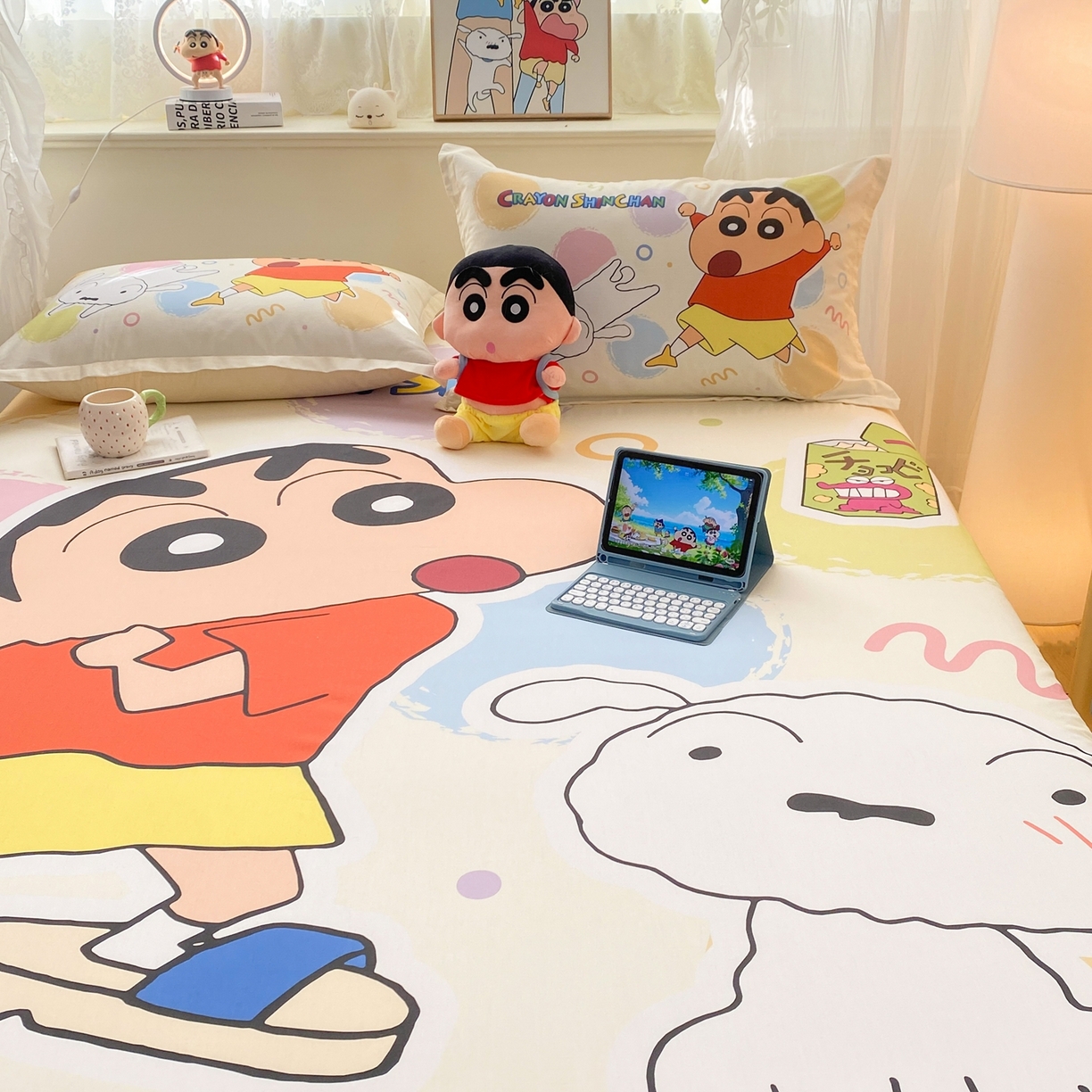 91家纺网 家纺一手货源 找家纺 博雅 2026新款蜡笔小新正版授权全棉纯棉大版床笠单件床笠单品单床笠 大版-彩色圈圈蜡笔小新