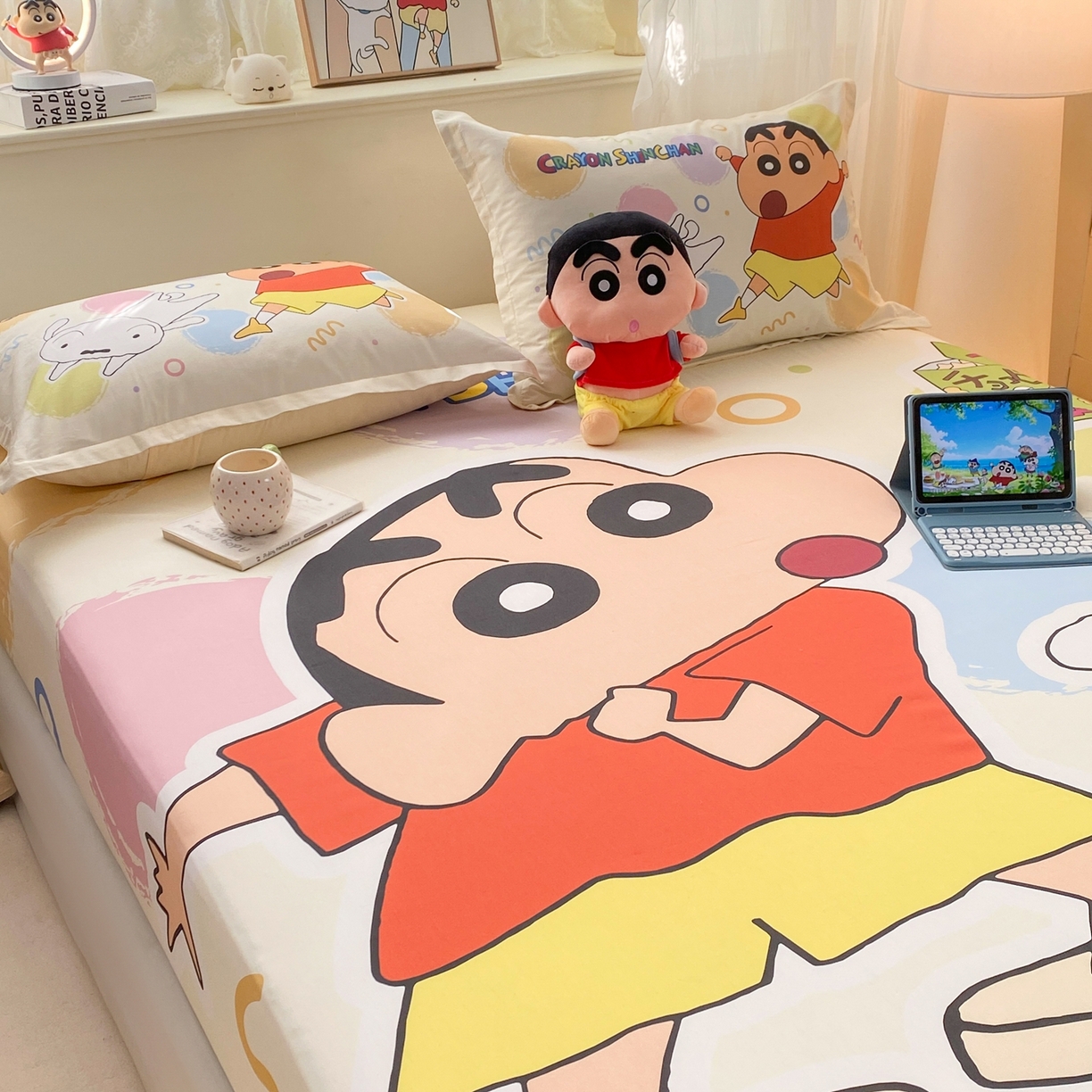 91家纺网 家纺一手货源 找家纺 博雅 2026新款蜡笔小新正版授权全棉纯棉大版床笠单件床笠单品单床笠 大版-彩色圈圈蜡笔小新