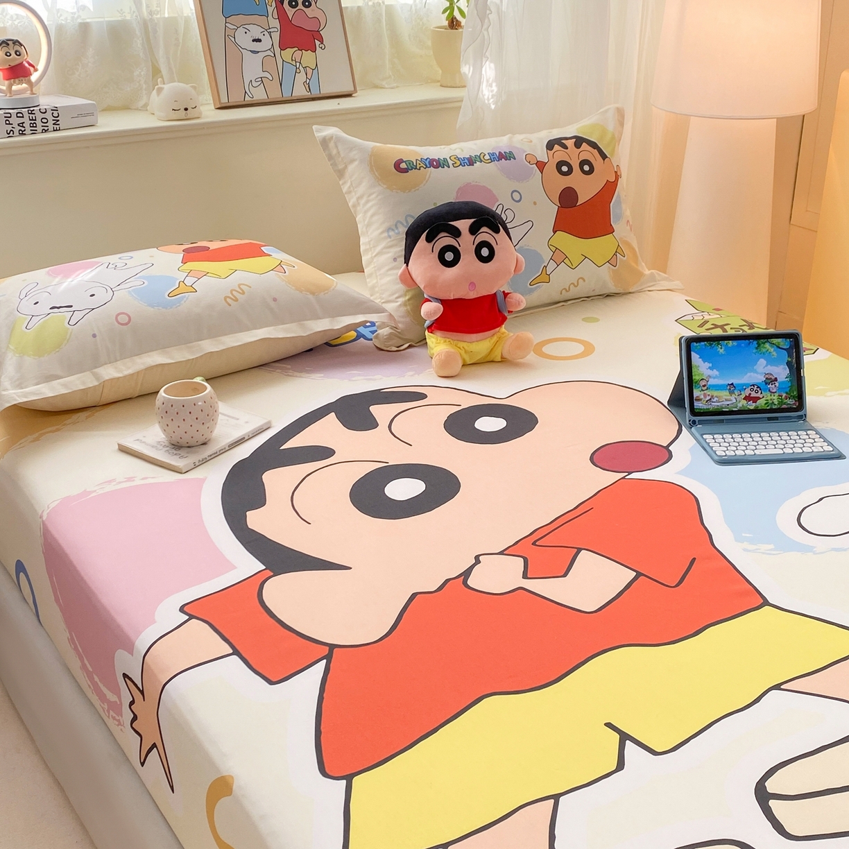 91家纺网 家纺一手货源 找家纺 博雅 2026新款蜡笔小新正版授权全棉纯棉大版床笠单件床笠单品单床笠 大版-彩色圈圈蜡笔小新