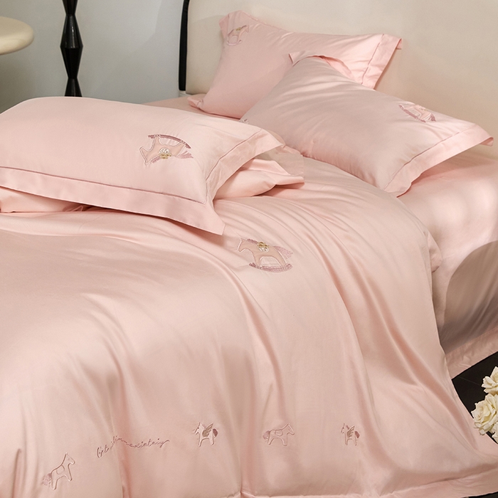 91家纺网 家纺一手货源 找家纺 蒂爵 2026新款贡缎100支长绒棉全棉纯棉刺绣绣花四件套高端四件套-马上有钱 马上有钱-夏日粉