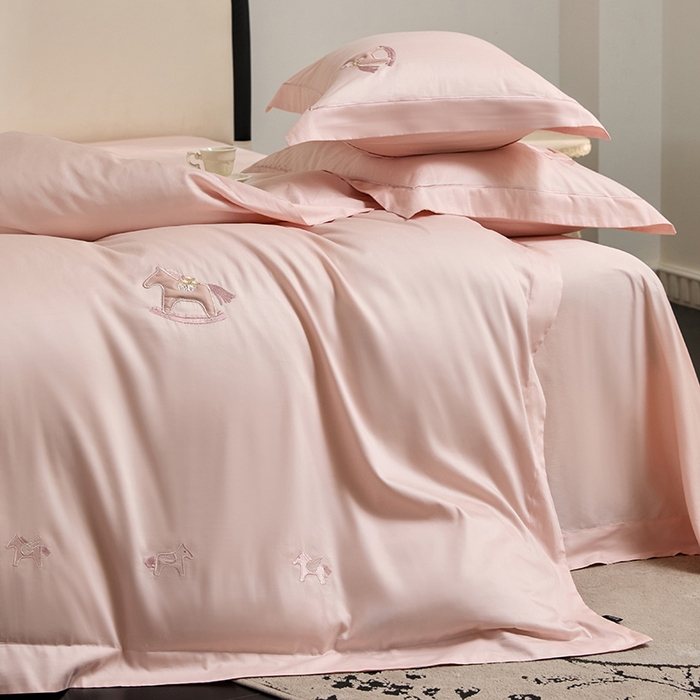 91家纺网 家纺一手货源 找家纺 蒂爵 2026新款贡缎100支长绒棉全棉纯棉刺绣绣花四件套高端四件套-马上有钱 马上有钱-夏日粉