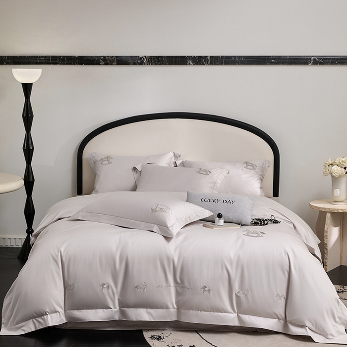 蒂爵 2026新款贡缎100支长绒棉全棉纯棉刺绣绣花四件套高端四件套-马上有钱 马上有钱-鸣沙灰