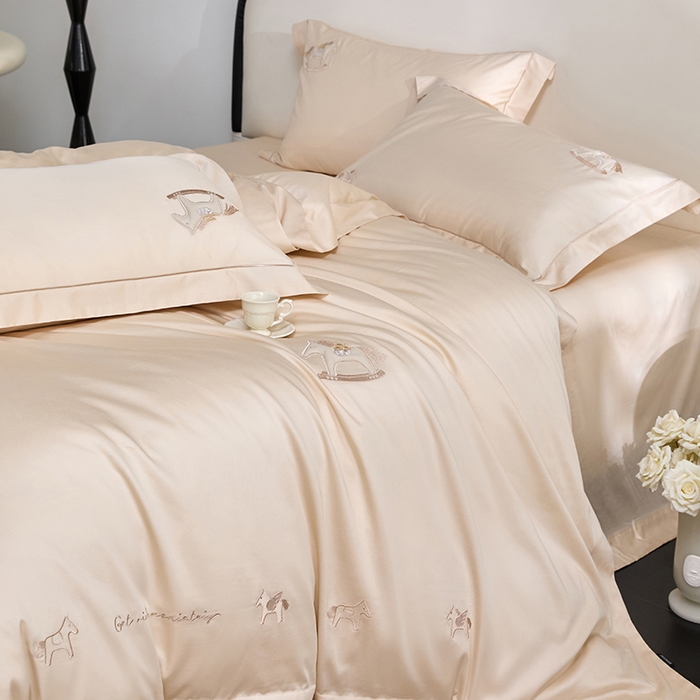 91家纺网 家纺一手货源 找家纺 蒂爵 2026新款贡缎100支长绒棉全棉纯棉刺绣绣花四件套高端四件套-马上有钱 马上有钱-浅香槟