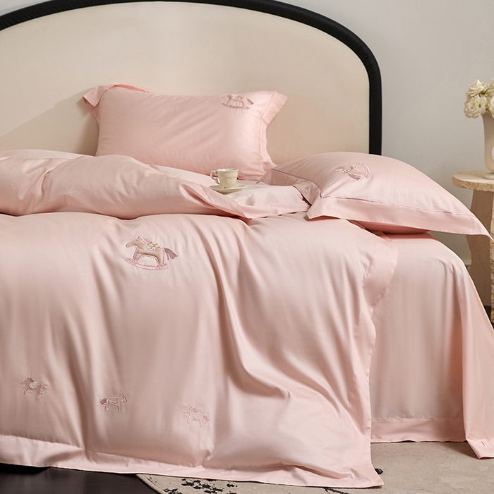 91家纺网 家纺一手货源 找家纺 蒂爵 2026新款贡缎100支长绒棉全棉纯棉刺绣绣花四件套高端四件套-马上有钱 马上有钱-夏日粉