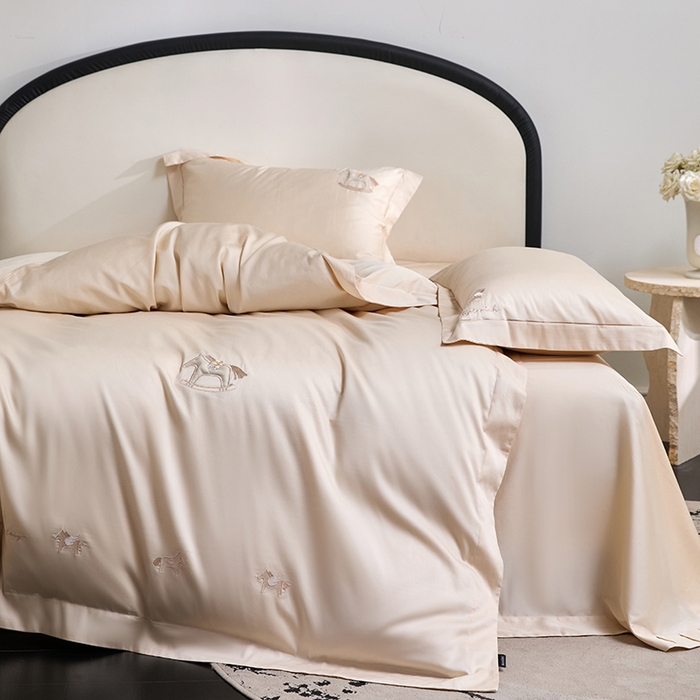 91家纺网 家纺一手货源 找家纺 蒂爵 2026新款贡缎100支长绒棉全棉纯棉刺绣绣花四件套高端四件套-马上有钱 马上有钱-浅香槟