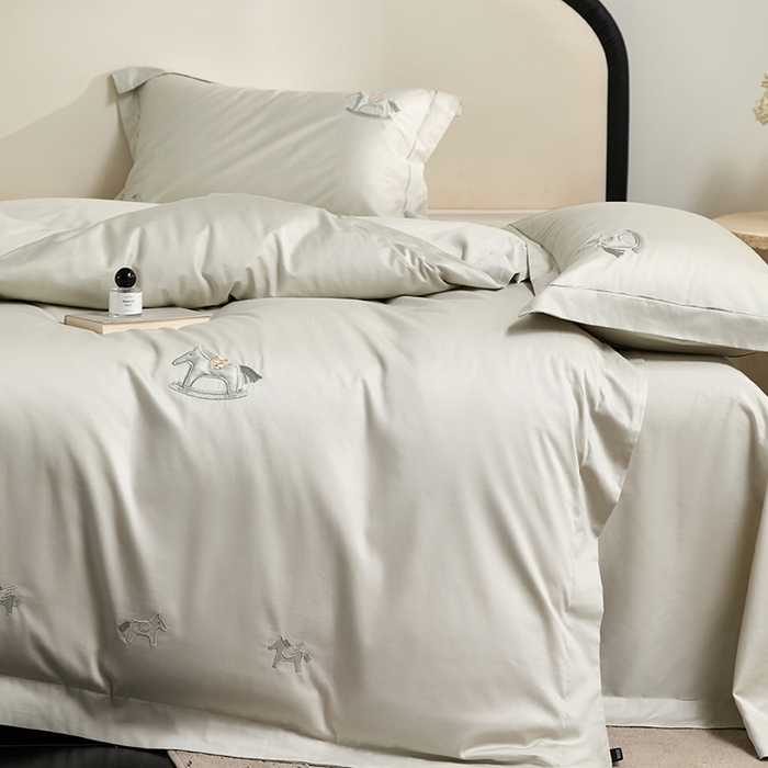 91家纺网 家纺一手货源 找家纺 蒂爵 2026新款贡缎100支长绒棉全棉纯棉刺绣绣花四件套高端四件套-马上有钱 马上有钱-薄荷绿