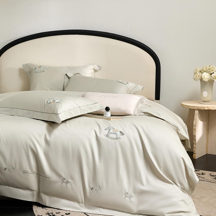 91家纺网 家纺一手货源 找家纺 蒂爵 2026新款贡缎100支长绒棉全棉纯棉刺绣绣花四件套高端四件套-马上有钱 马上有钱-薄荷绿