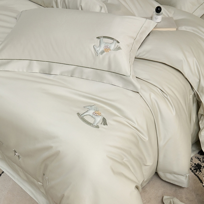 91家纺网 家纺一手货源 找家纺 蒂爵 2026新款贡缎100支长绒棉全棉纯棉刺绣绣花四件套高端四件套-马上有钱 马上有钱-薄荷绿