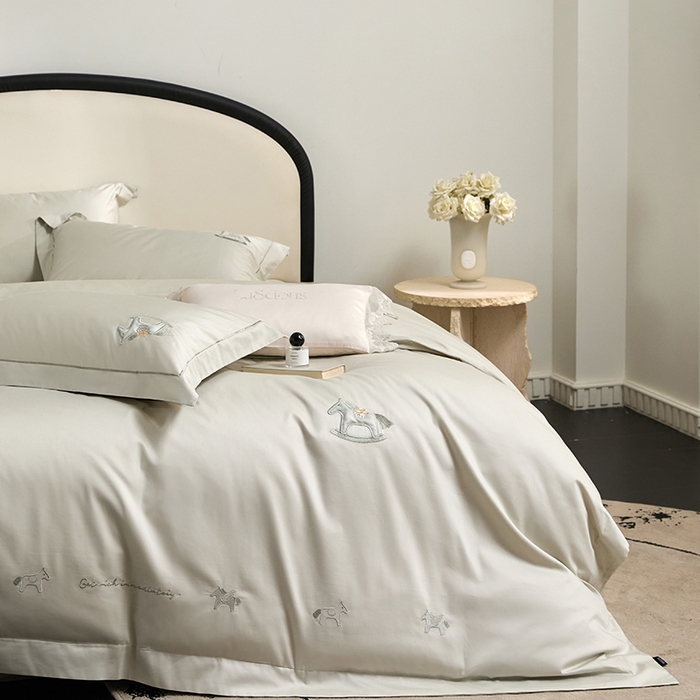 91家纺网 家纺一手货源 找家纺 蒂爵 2026新款贡缎100支长绒棉全棉纯棉刺绣绣花四件套高端四件套-马上有钱 马上有钱-薄荷绿