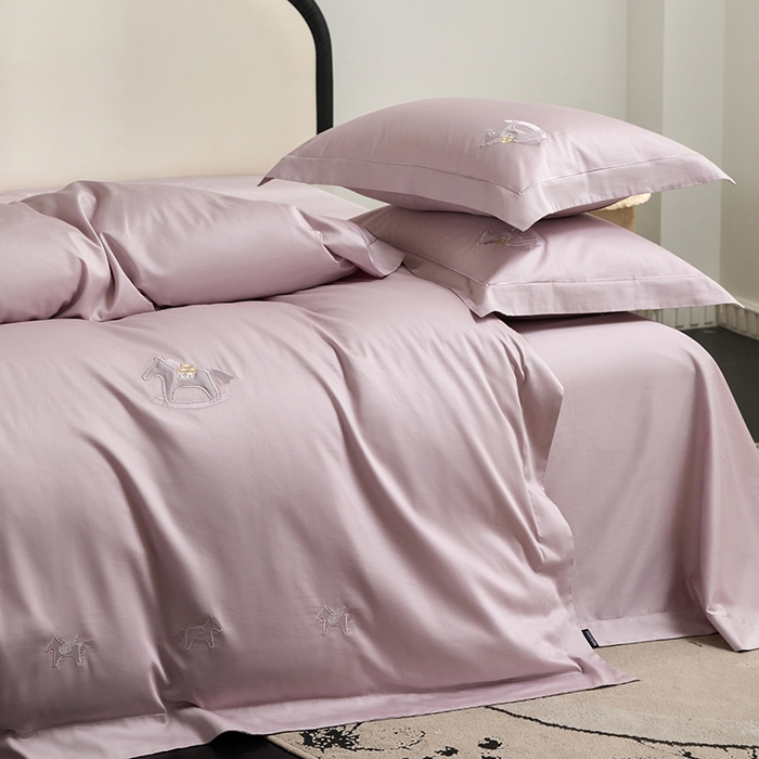 91家纺网 家纺一手货源 找家纺 蒂爵 2026新款贡缎100支长绒棉全棉纯棉刺绣绣花四件套高端四件套-马上有钱 马上有钱-浪漫紫