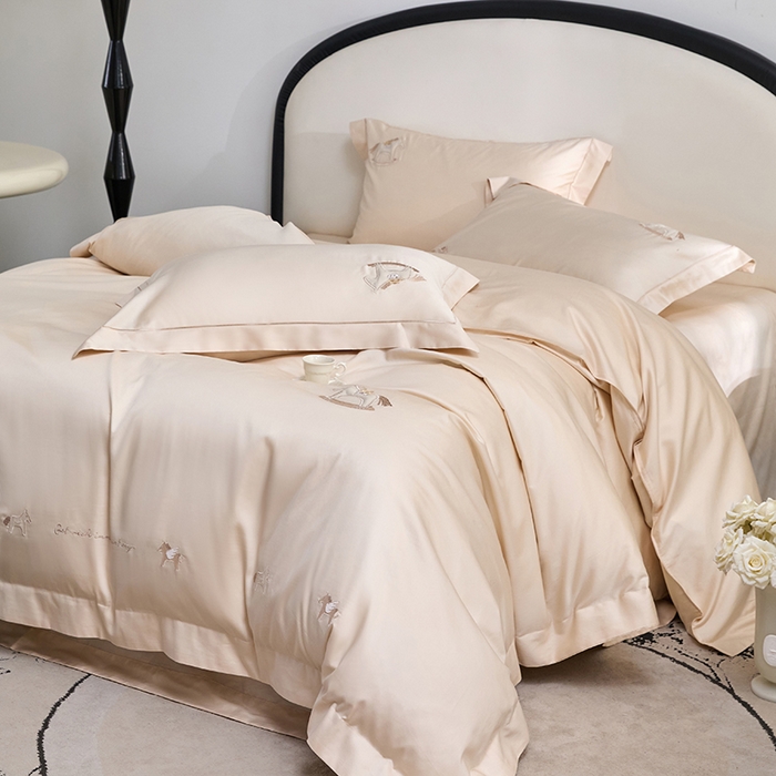 91家纺网 家纺一手货源 找家纺 蒂爵 2026新款贡缎100支长绒棉全棉纯棉刺绣绣花四件套高端四件套-马上有钱 马上有钱-浅香槟