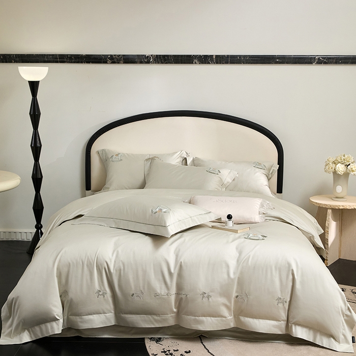 蒂爵 2026新款贡缎100支长绒棉全棉纯棉刺绣绣花四件套高端四件套-马上有钱 马上有钱-薄荷绿