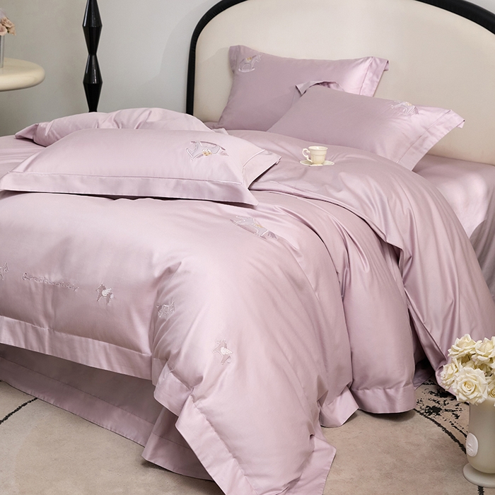 91家纺网 家纺一手货源 找家纺 蒂爵 2026新款贡缎100支长绒棉全棉纯棉刺绣绣花四件套高端四件套-马上有钱 马上有钱-浪漫紫