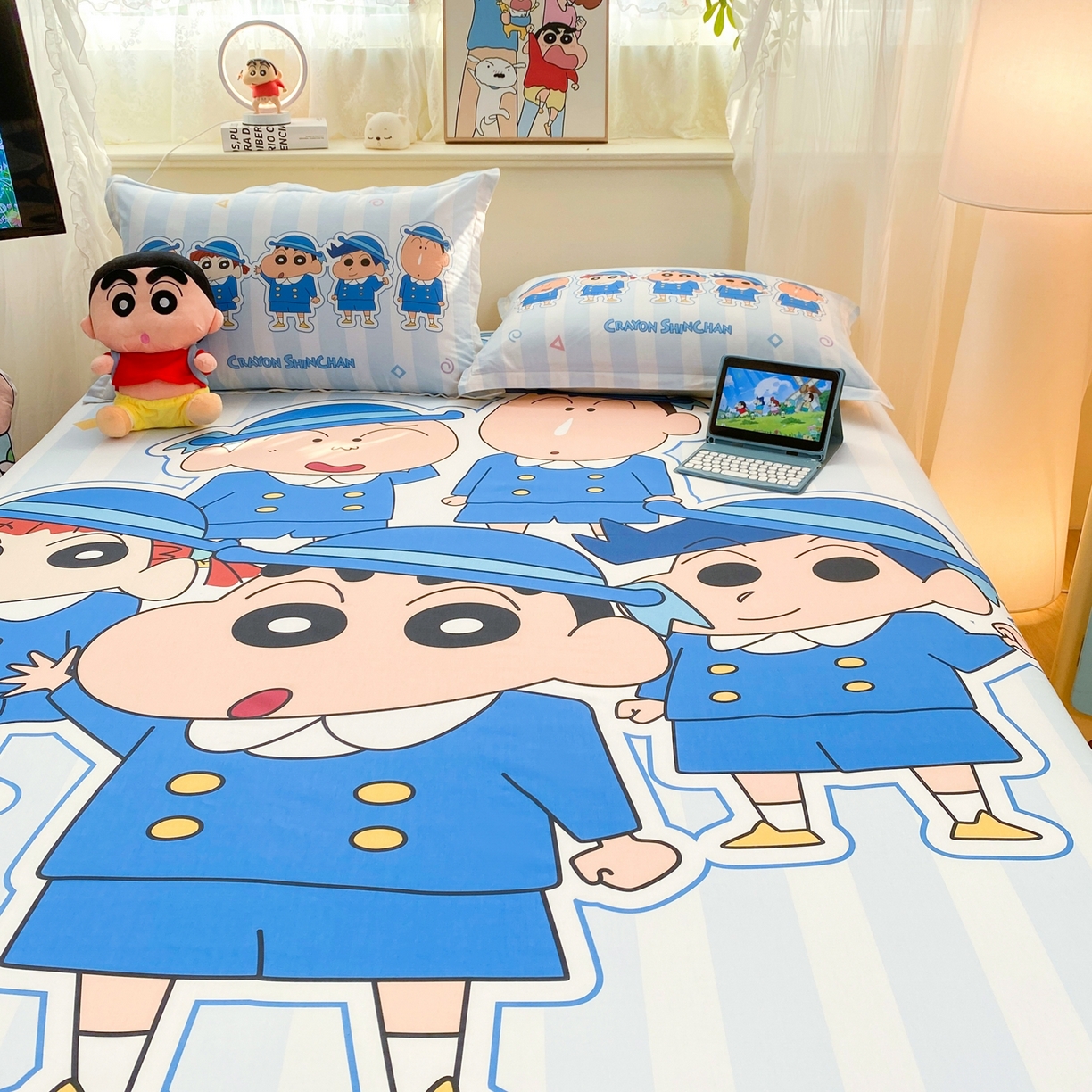 91家纺网 家纺一手货源 找家纺 博雅 2026新款蜡笔小新正版授权全棉纯棉大版床笠单件床笠单品单床笠 大版-春日部校服小新