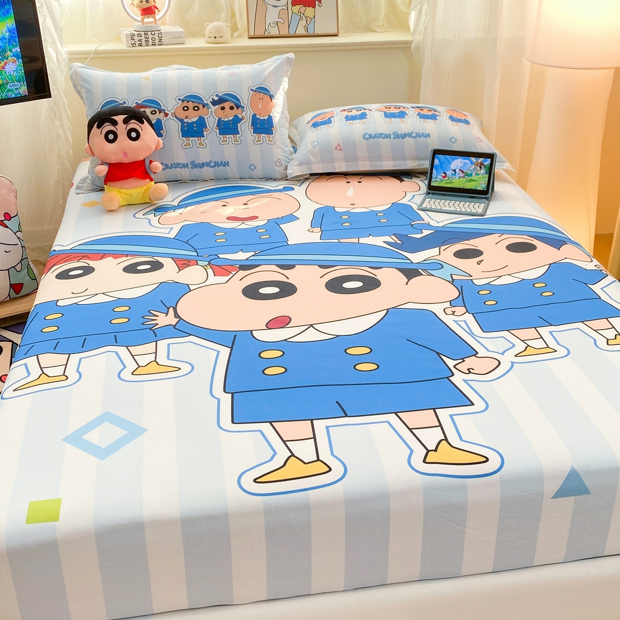 91家纺网 家纺一手货源 找家纺 博雅 2026新款蜡笔小新正版授权全棉纯棉大版床笠单件床笠单品单床笠 大版-春日部校服小新