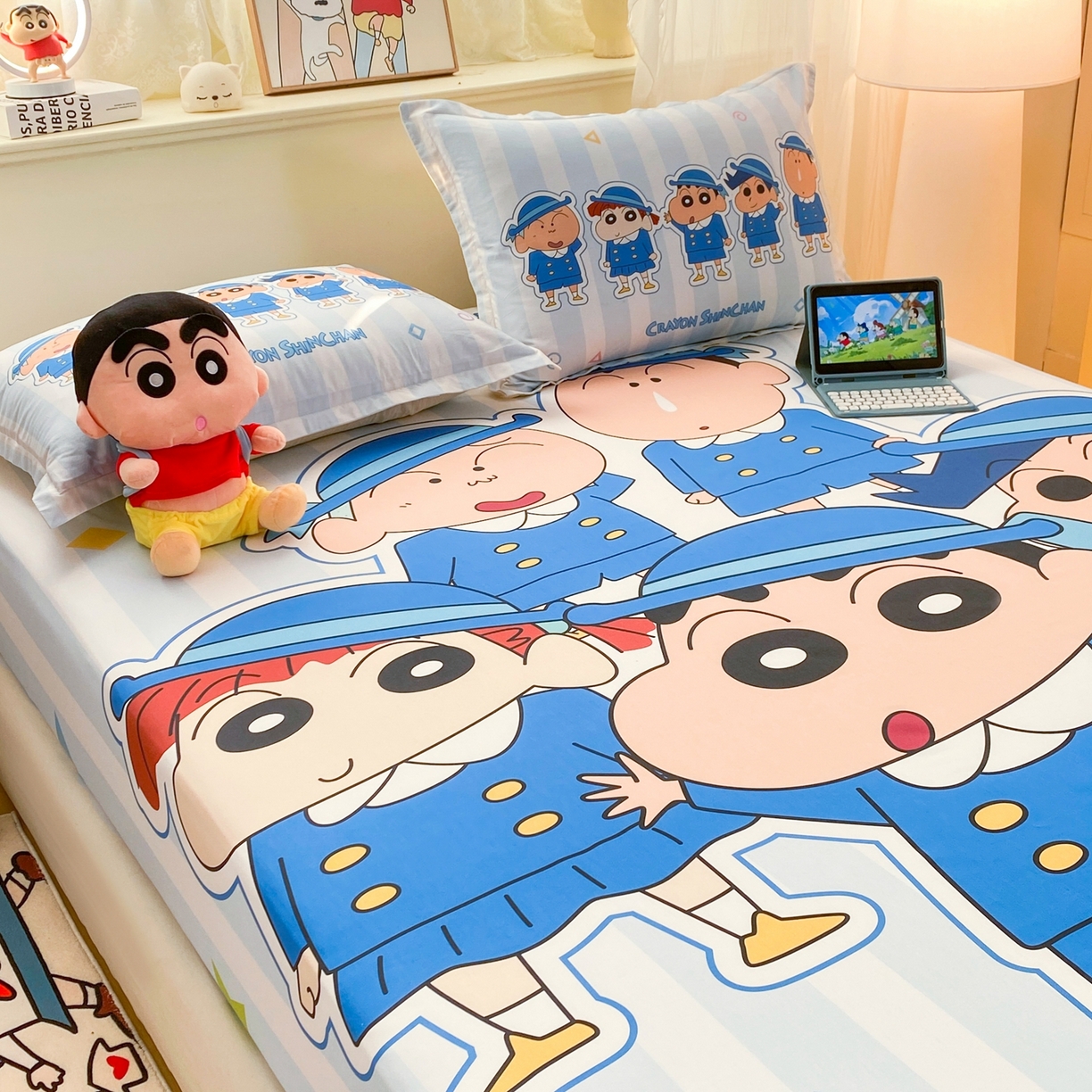 91家纺网 家纺一手货源 找家纺 博雅 2026新款蜡笔小新正版授权全棉纯棉大版床笠单件床笠单品单床笠 大版-春日部校服小新