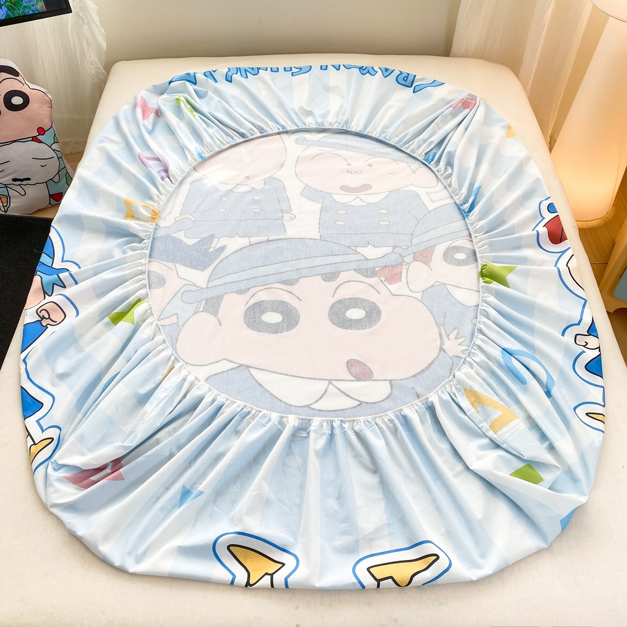 91家纺网 家纺一手货源 找家纺 博雅 2026新款蜡笔小新正版授权全棉纯棉大版床笠单件床笠单品单床笠 大版-春日部校服小新