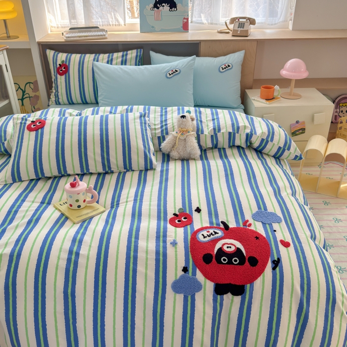 91家纺网 家纺一手货源 找家纺 如意朵 2026新款全棉纯棉毛巾绣四件套（第二批） 躲猫猫