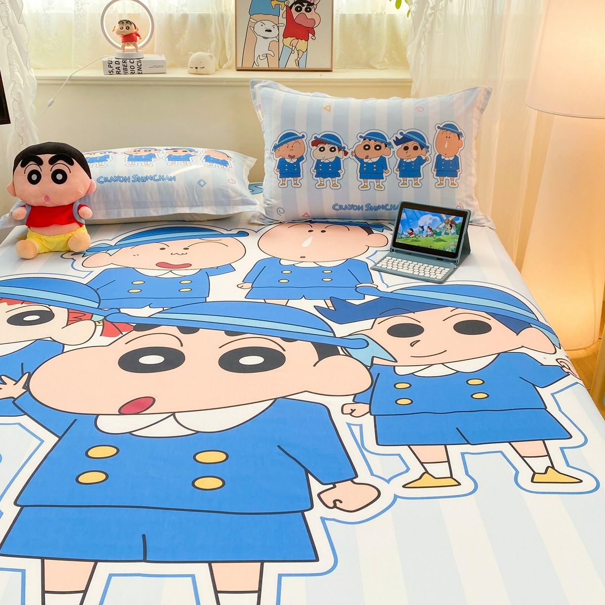 91家纺网 家纺一手货源 找家纺 博雅 2026新款蜡笔小新正版授权全棉纯棉大版床笠单件床笠单品单床笠 大版-春日部校服小新