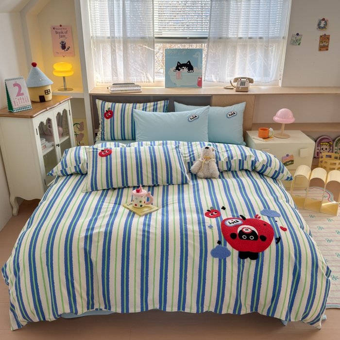 91家纺网 家纺一手货源 找家纺 如意朵 2026新款全棉纯棉毛巾绣四件套（第二批） 躲猫猫