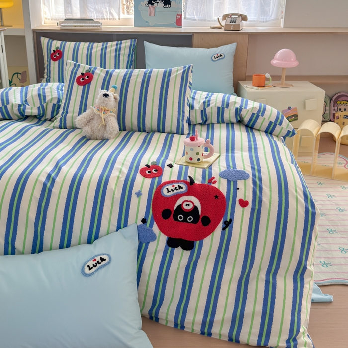 91家纺网 家纺一手货源 找家纺 如意朵 2026新款全棉纯棉毛巾绣四件套（第二批） 躲猫猫