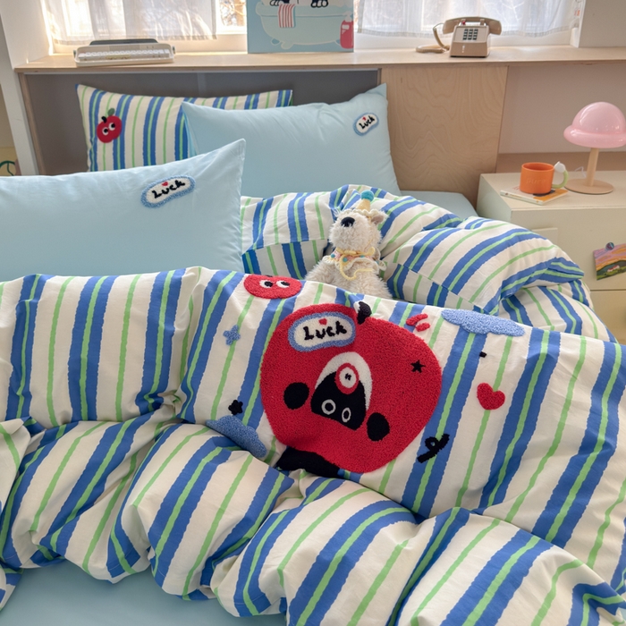 91家纺网 家纺一手货源 找家纺 如意朵 2026新款全棉纯棉毛巾绣四件套（第二批） 躲猫猫