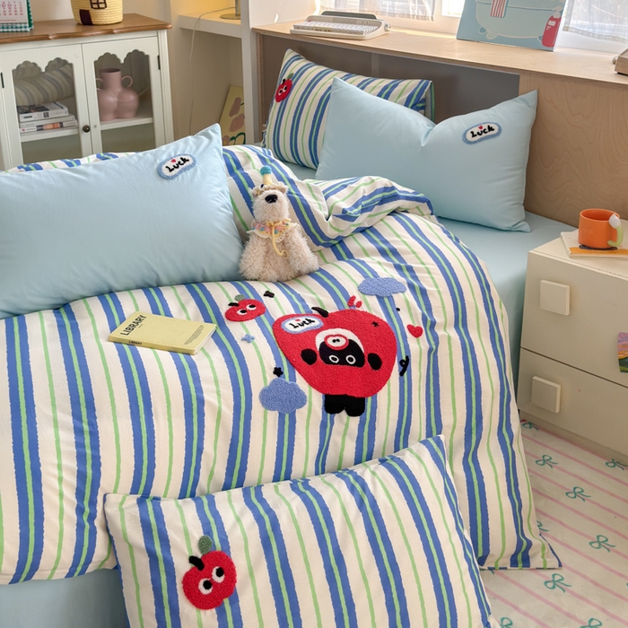 91家纺网 家纺一手货源 找家纺 如意朵 2026新款全棉纯棉毛巾绣四件套（第二批） 躲猫猫