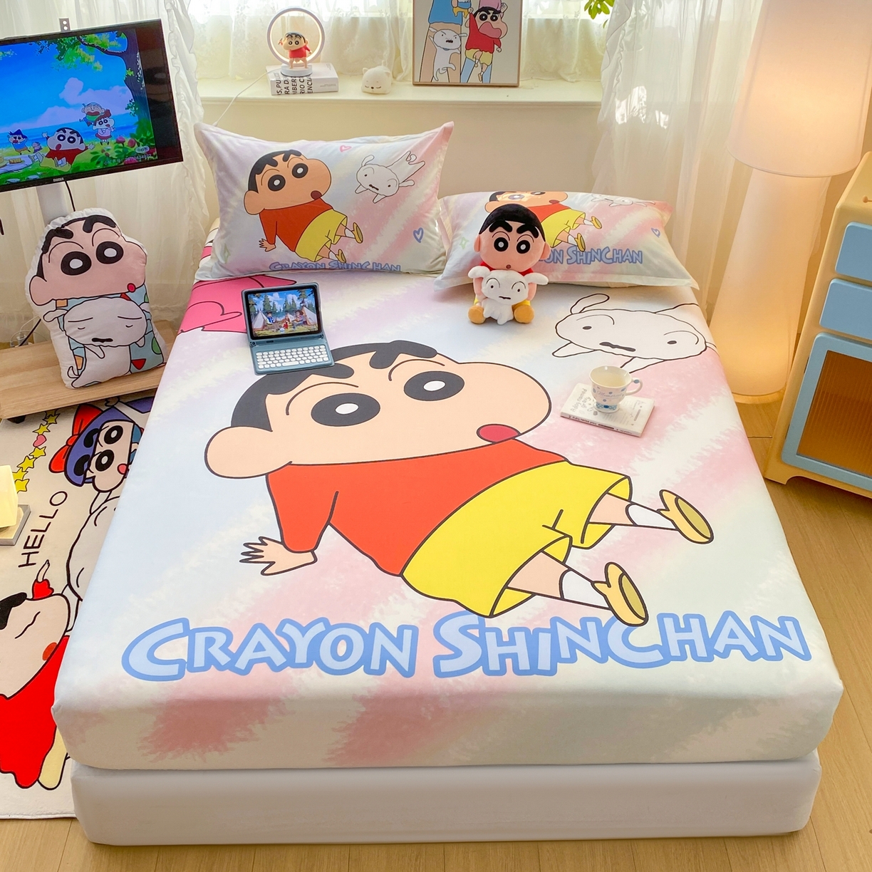 博雅 2026新款蜡笔小新正版授权全棉纯棉大版床笠单件床笠单品单床笠 大版-呆萌蜡笔小新