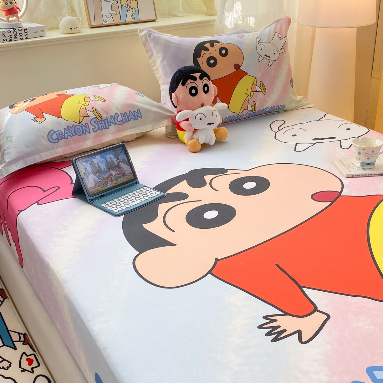 91家纺网 家纺一手货源 找家纺 博雅 2026新款蜡笔小新正版授权全棉纯棉大版床笠单件床笠单品单床笠 大版-呆萌蜡笔小新