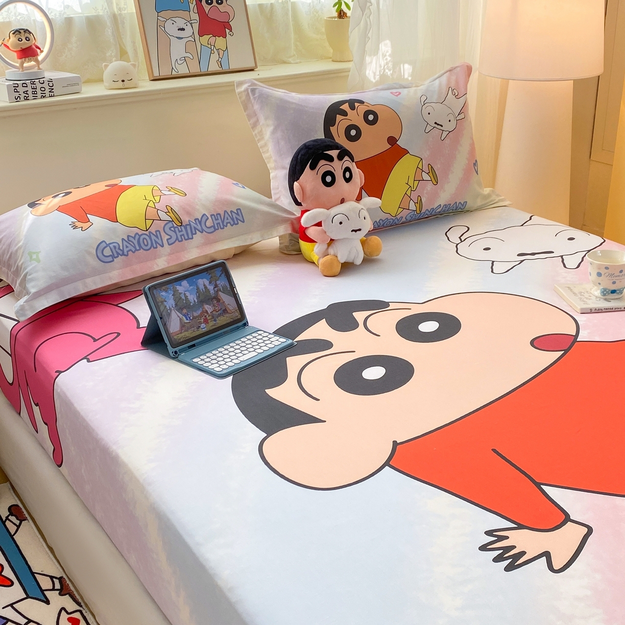 91家纺网 家纺一手货源 找家纺 博雅 2026新款蜡笔小新正版授权全棉纯棉大版床笠单件床笠单品单床笠 大版-呆萌蜡笔小新